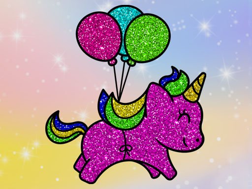 Coloring Book Glittered Unicorns Jump Race